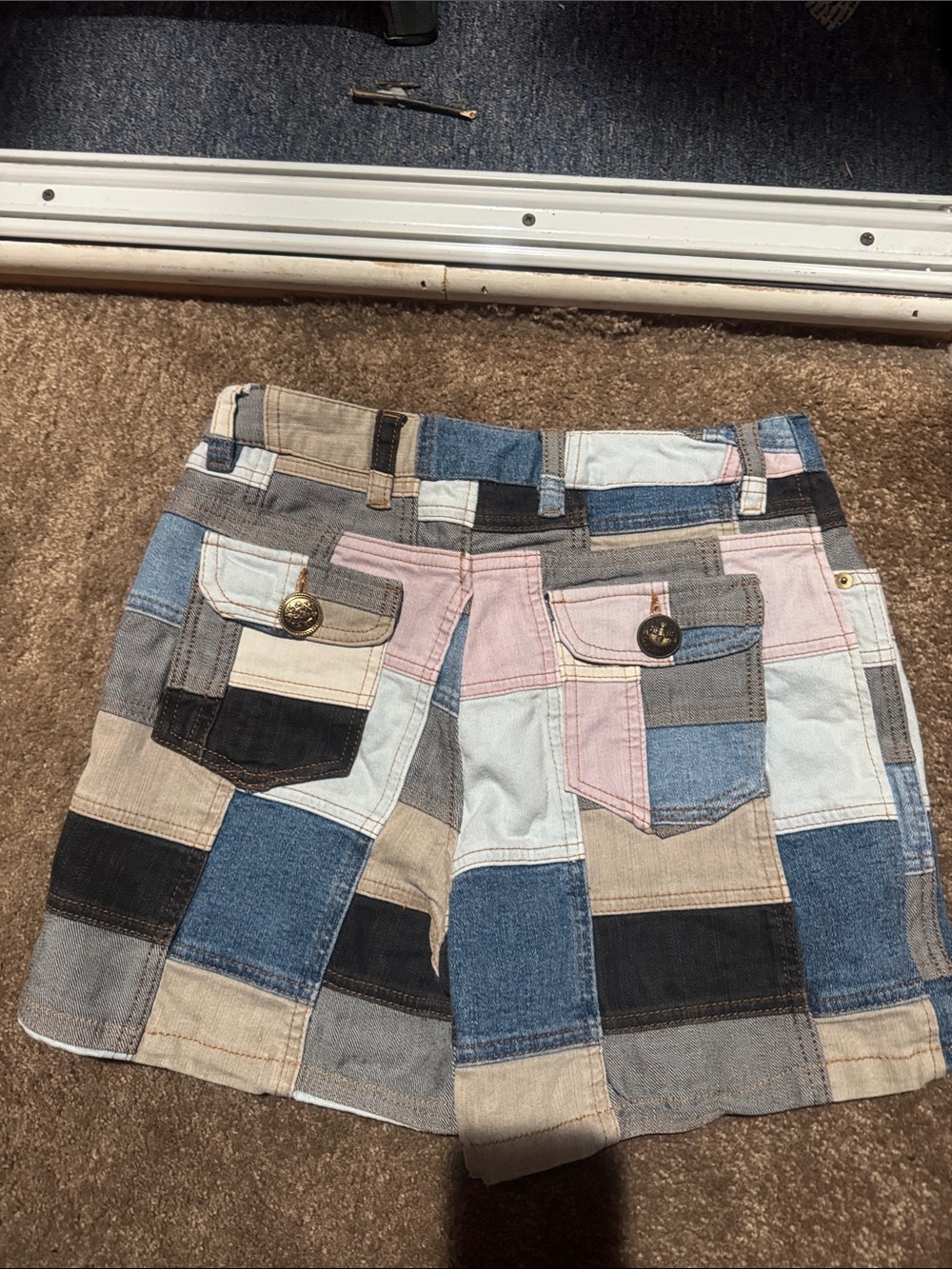 Patchwork Denim Women's Shorts - Multicolor - Picture 4 of 6
